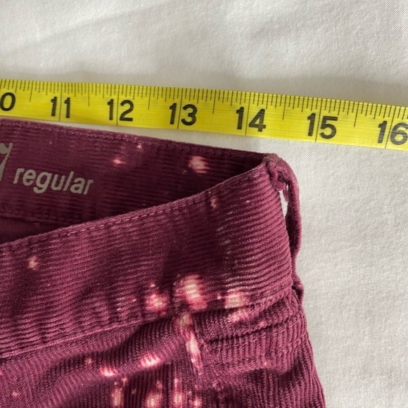 Custom Bleach Dye J. Crew Matchstick Maroon Straight Leg Corduroy Pants Size 27R - Picture 2 of 8